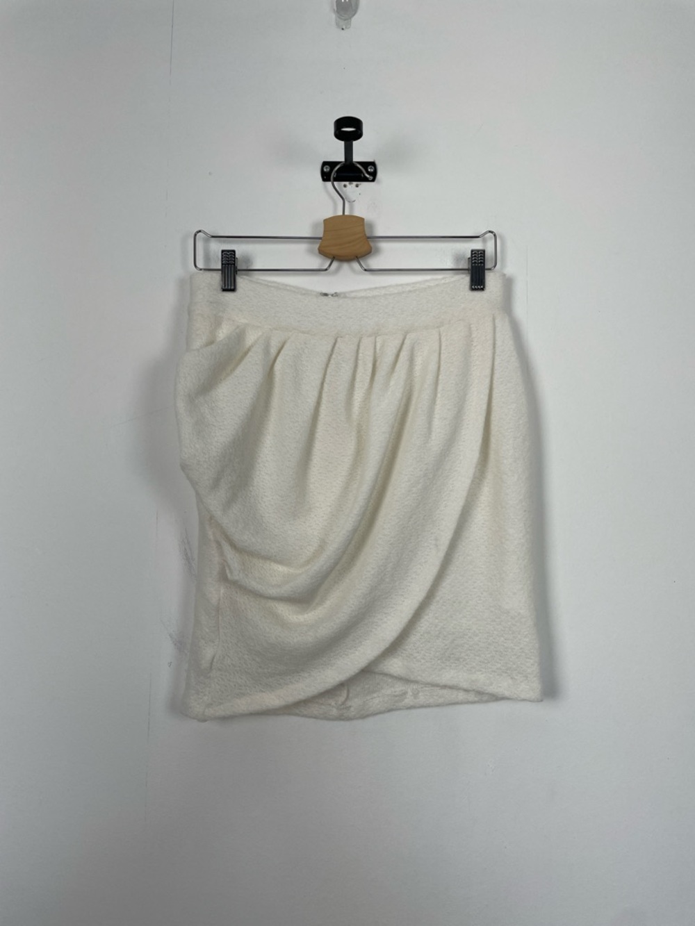 Amanda Uprichard Voila Ivory Women’s M Draped Terry Cloth Faux Wrap Mini Skirt